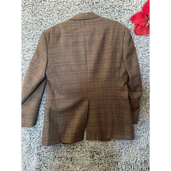 Vintage Tommy Hilfiger Men's Plaid Blazer Brown Size 41 R Formal 3-Button - Picture 9 of 14